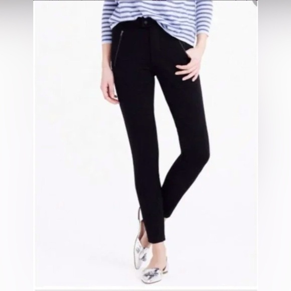 J. CREW Women’s 2R Black Pixie Stretch Ponte Pant Skinny B3985 Zipper Pockets - Picture 1 of 7